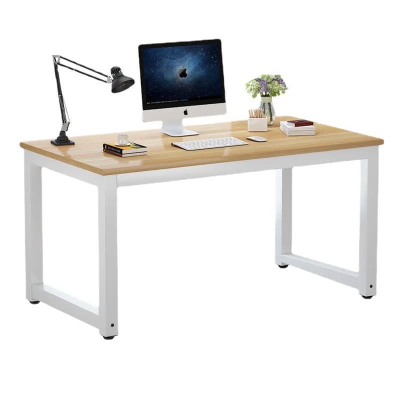 Tavolo PC Moderno con Piano in Legno per Uso Domestico, Scrivania Semplice in Ferro Salvaspazio per Studio, Ufficio e Gaming