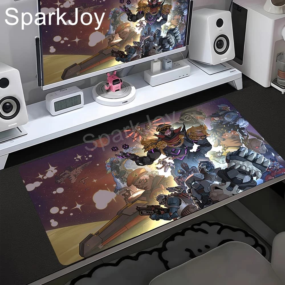 Tappetino per mouse grande con personaggio di gioco Overwatch, tappetino per mouse da gaming con bordi rinforzati, tappetino antiscivolo per tastiera e scrivania