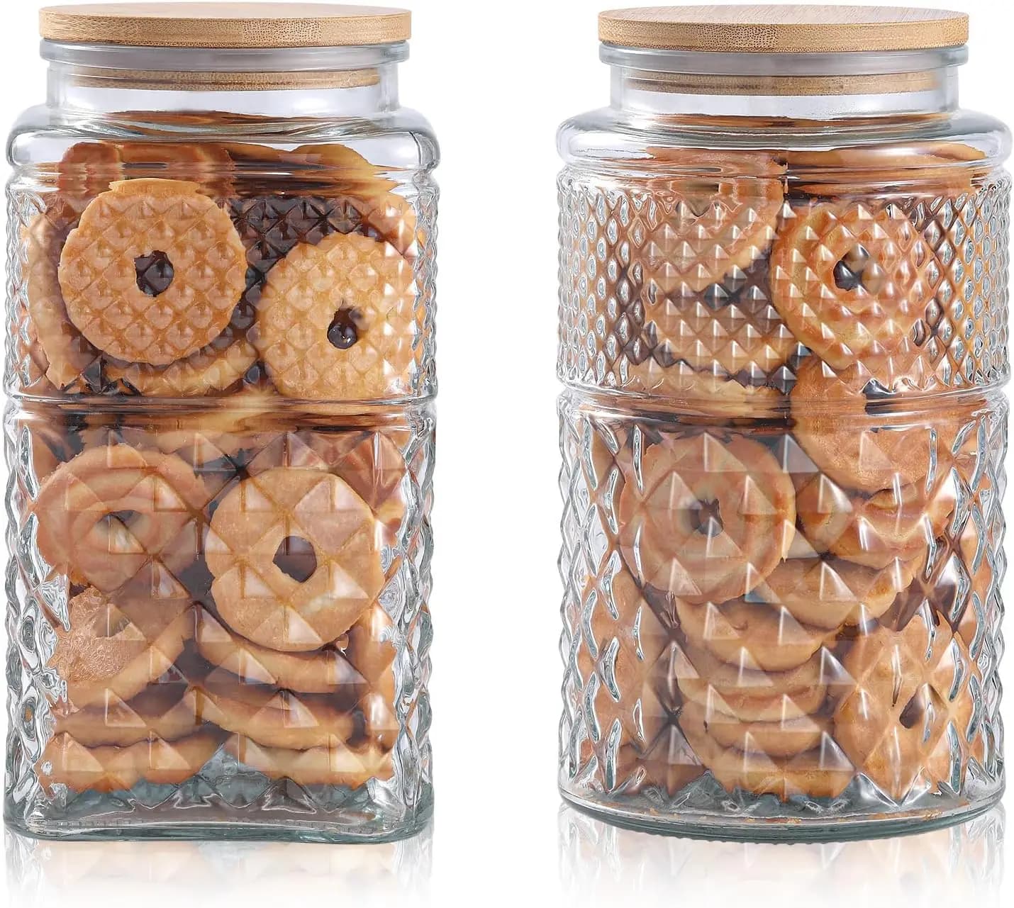 Barattolo per biscotti in vetro da 0,7 galloni/2600 ml, set da 2, grande barattolo in vetro con coperchio ermetico, contenitore in vetro per alimenti per biscotti, caramelle
