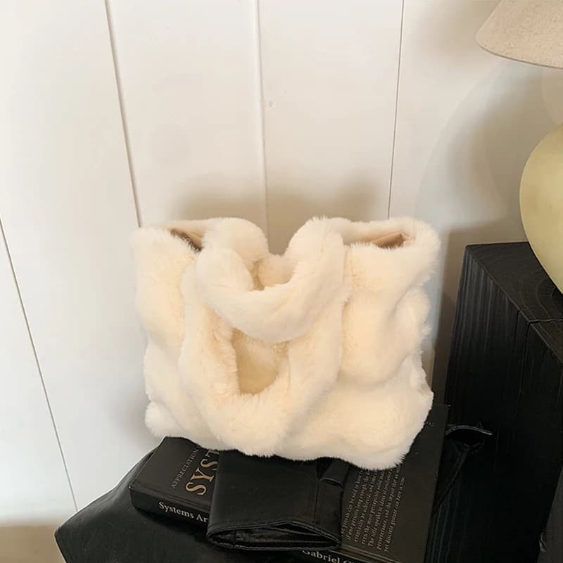 Borsa a tracolla da donna in soffice peluche Autunno Inverno Borsa a tracolla in tinta unita con manico superiore Borsa da pendolare versatile per ragazze