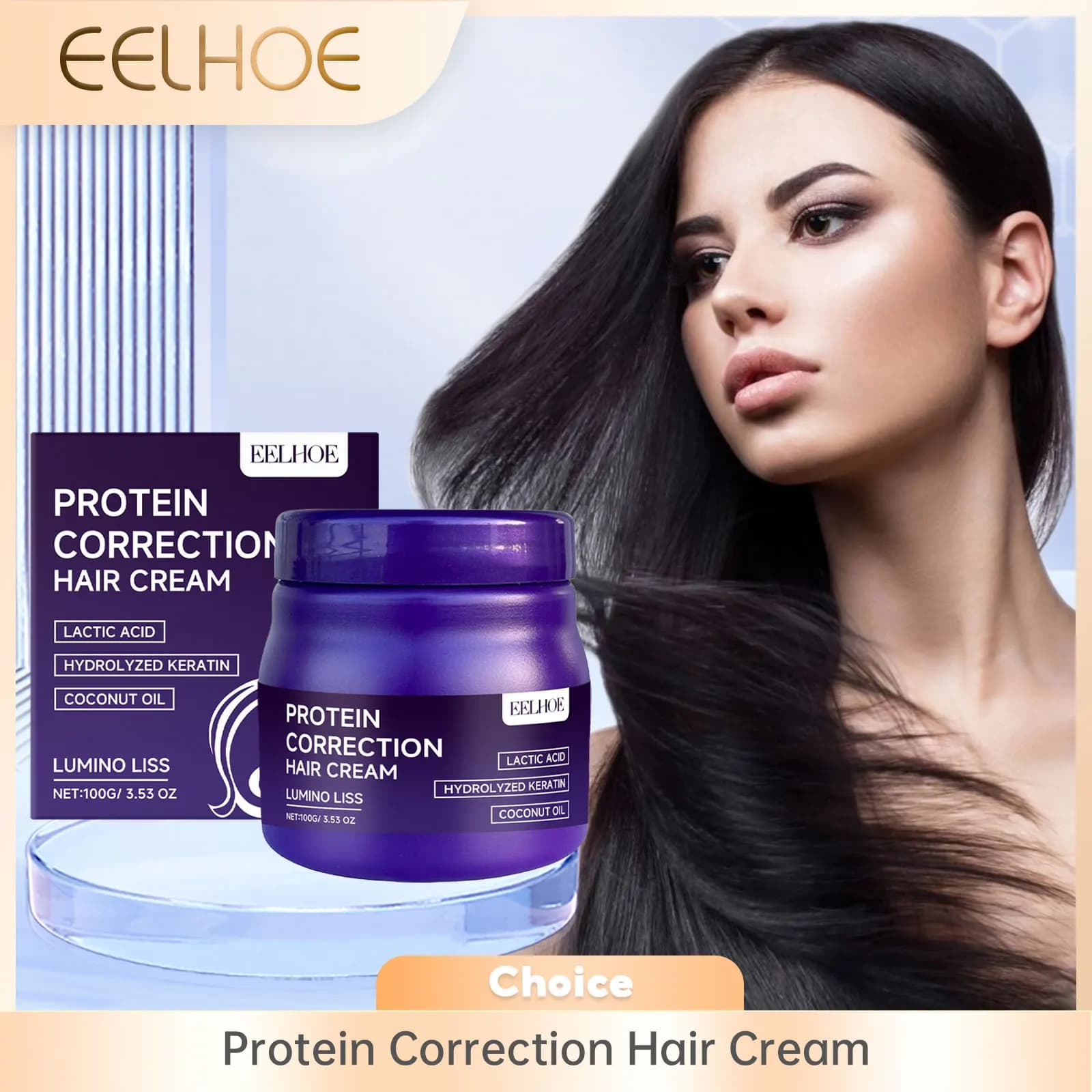 EELHOE Protein Hair Cream Straightening Anti Crespo Prevent hair split Improves hair quality Increases elasticity Hair care