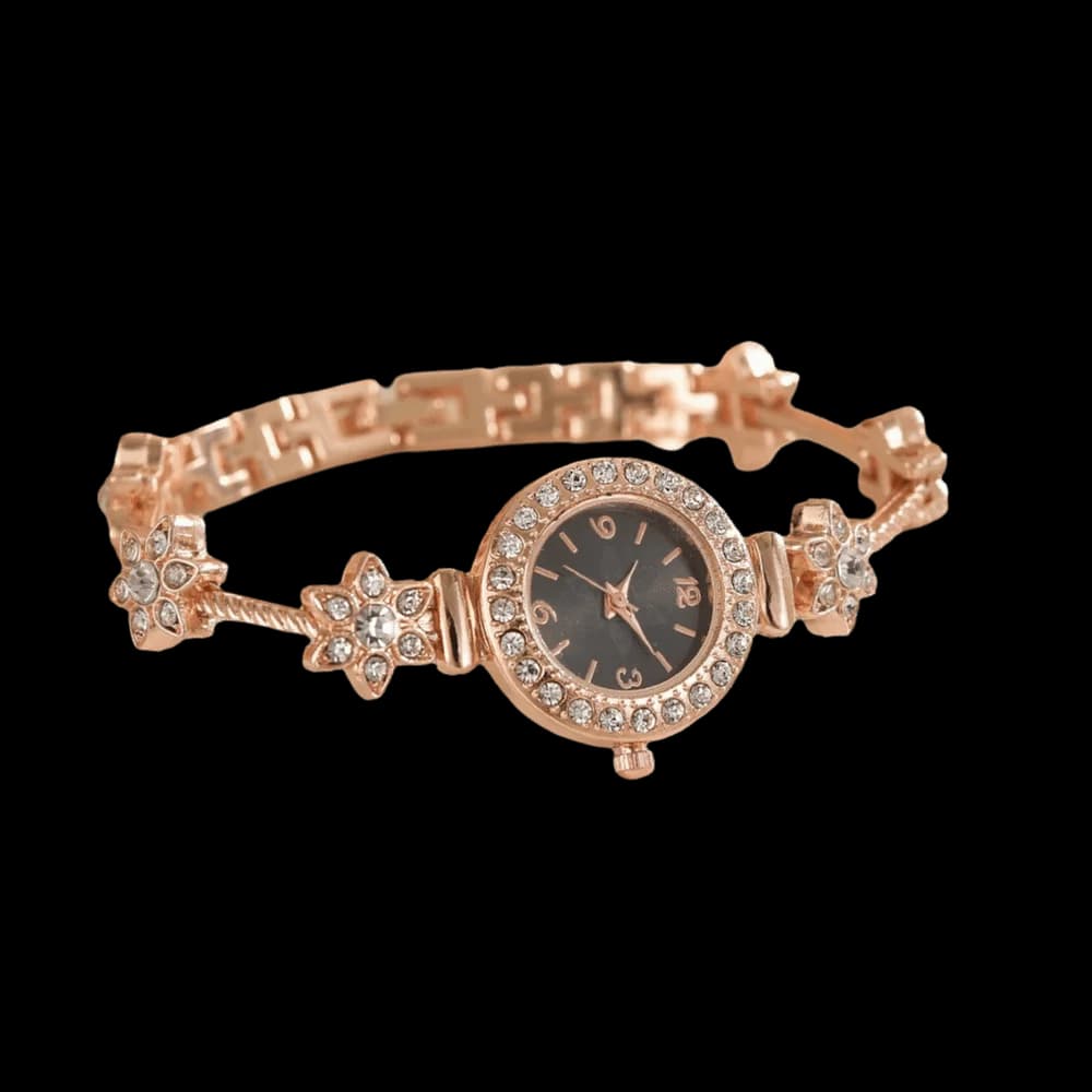 Orologio al Quarzo con Cinturino Sottile e Strass, Design a Foglia, Quadrante Piccolo, Orologio da Donna con Quadrante Rotondo e Cinturino Regolabile con Strass