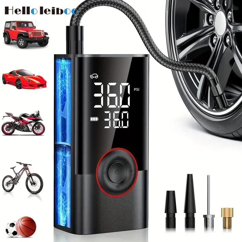 LEIBOO 150PSI Pompa d'aria intelligente Gonfiatore per pneumatici Compressore d'aria portatile con manometro digitale per palla da moto per bici da auto