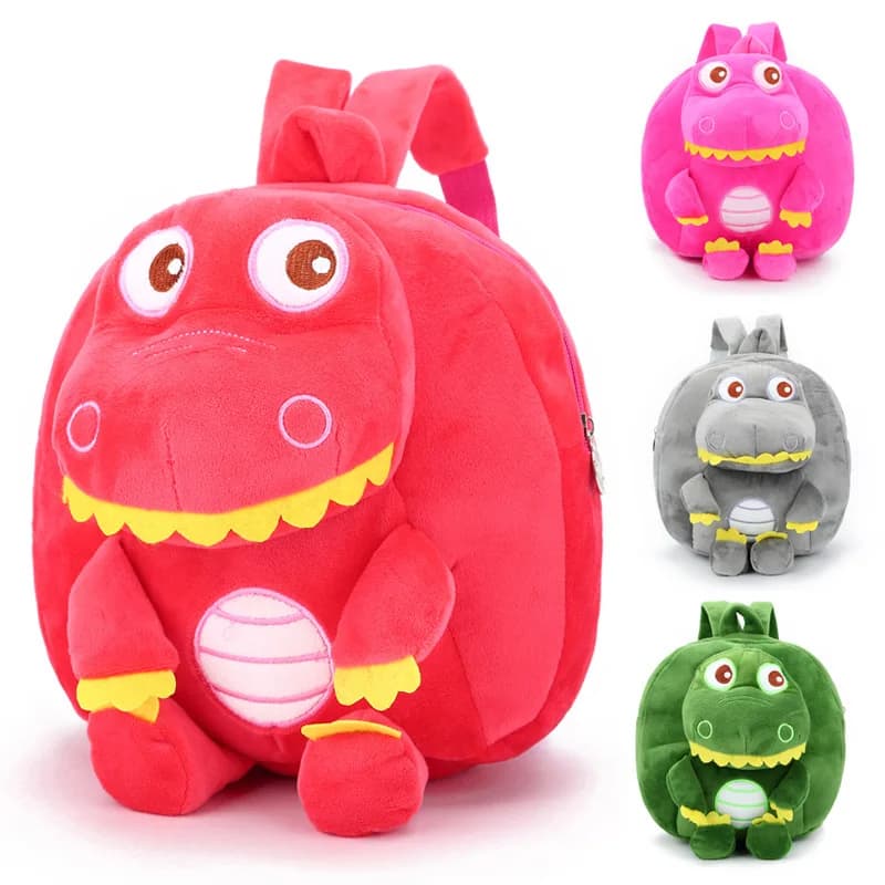 Zaino per bambini con dinosauro carino Zaino invernale in morbido peluche per ragazzi e ragazze Zaini per scuola materna con cerniera Zaini per borse a tracolla per bambini