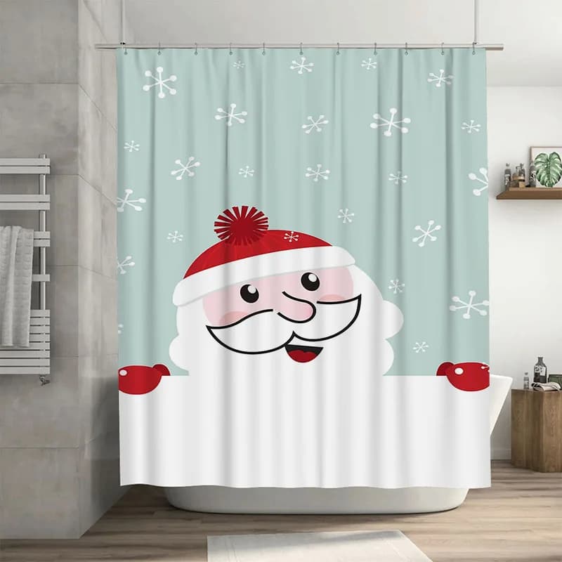 Tuniu Affascinante tenda da doccia per bagno con Babbo Natale, decorazioni festive per le vacanze, fodera impermeabile carina