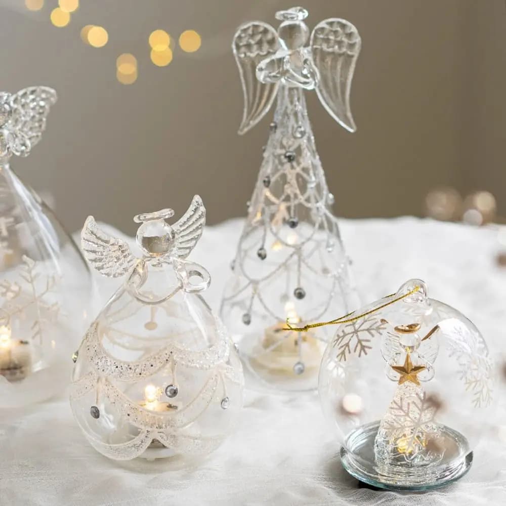 Kawaii Glass Angel Fairy Glass Light Design fata trasparente Decorazioni Kawaii Ornamenti Accessori da sposa Casa Soggiorno
