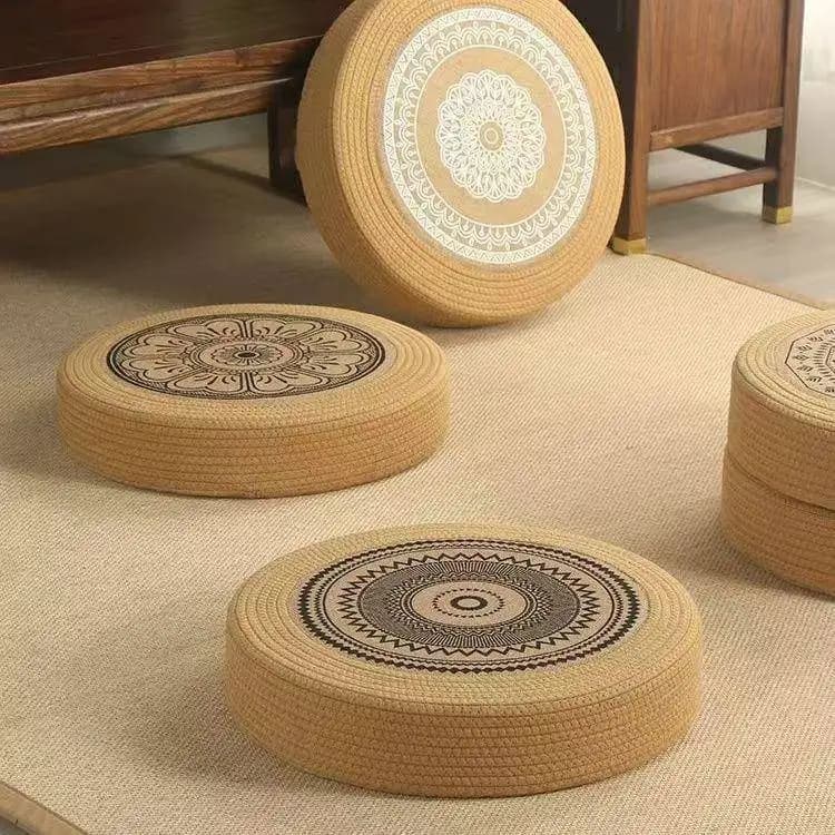 Thickened Zen Meditation Pad Floor Tatami National Style Cross-Legged Cushion Yoga Yoga Mat Geometric Pattern Home Decor