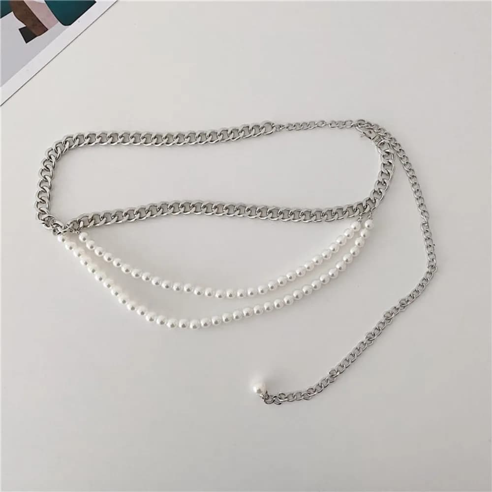 New Elegant Multilayer Pearl Belt Waist Accessory Versatile Waist Chain Boho Pearls Splicing Belt for Women