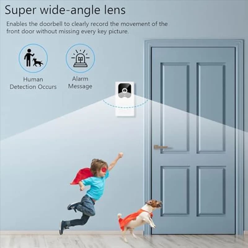 AUAU-Smart Wifi Visione notturna Video VGA a basso consumo per campanello App Citofono remoto Notifica push per telefono cellulare per la casa