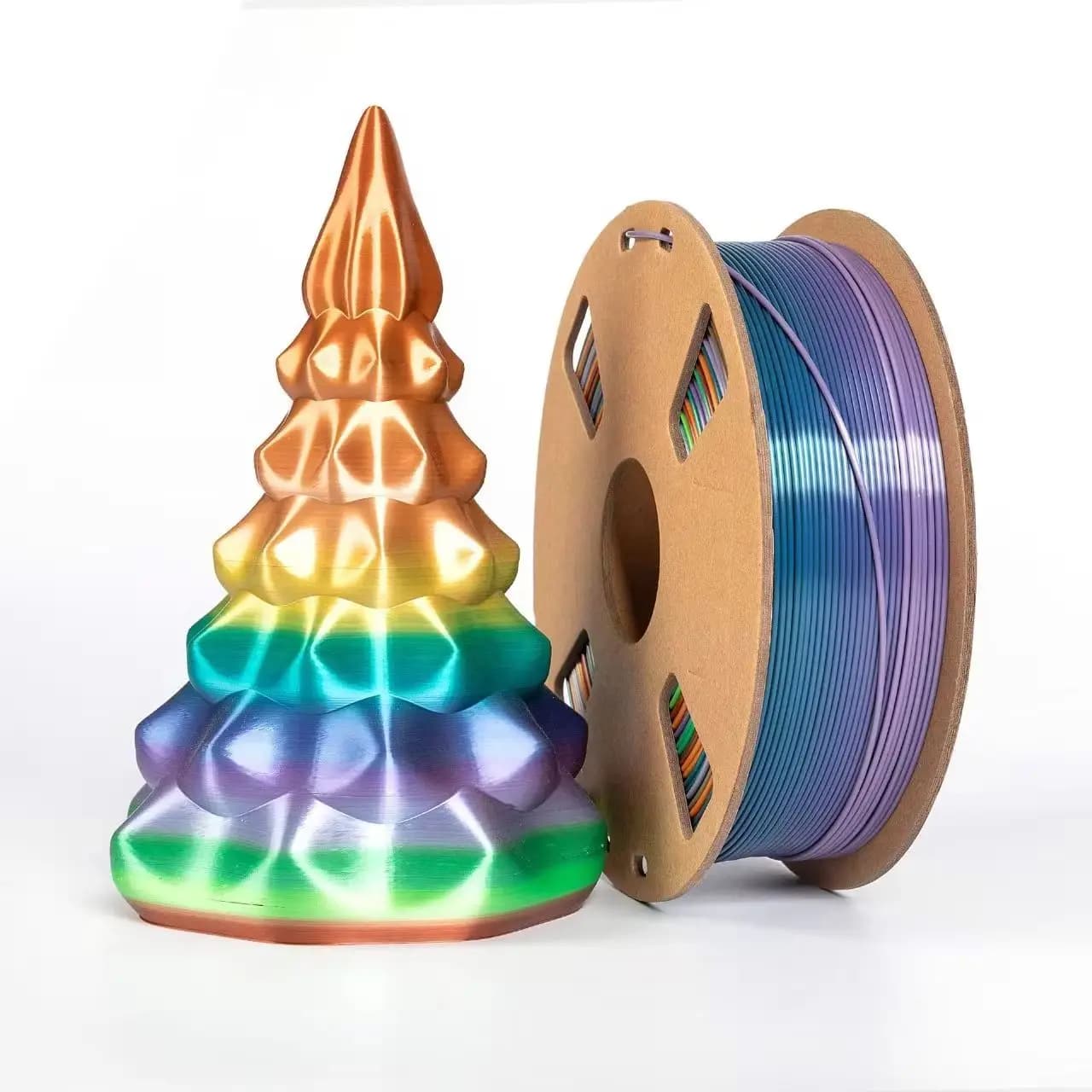 Filament PLA Silk Rainbow 1.75mm, Multicolor Filament for 3D Printer, Color Changing Filament, 1kg Coil
