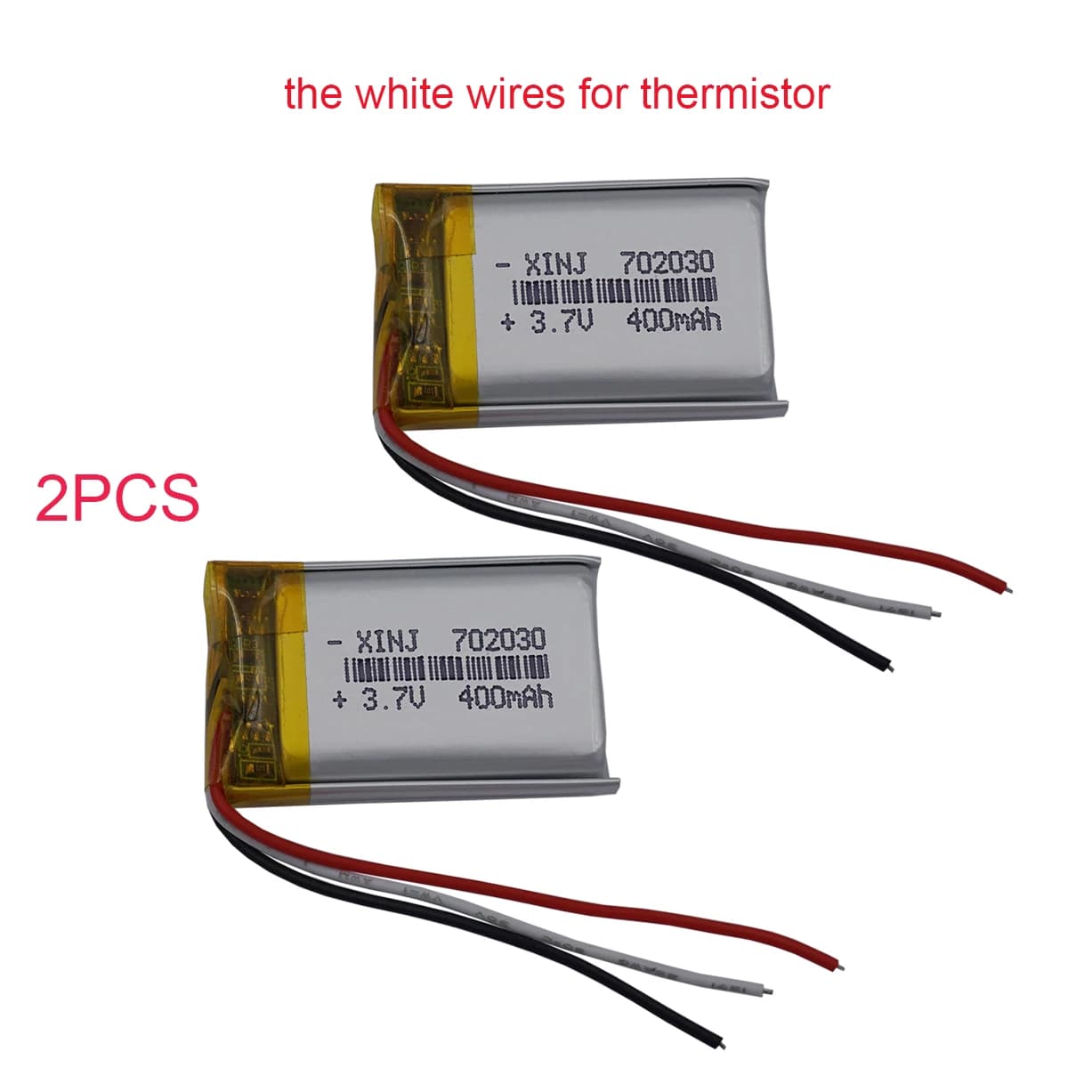 Batteria al litio polimerica Li 2 pezzi 3,7 V 400 mAh 1,48 Wh 702030 Termistore Riparazione a 3 fili per penna di registrazione GPS MP3 MP4 Altoparlante Bluetooth