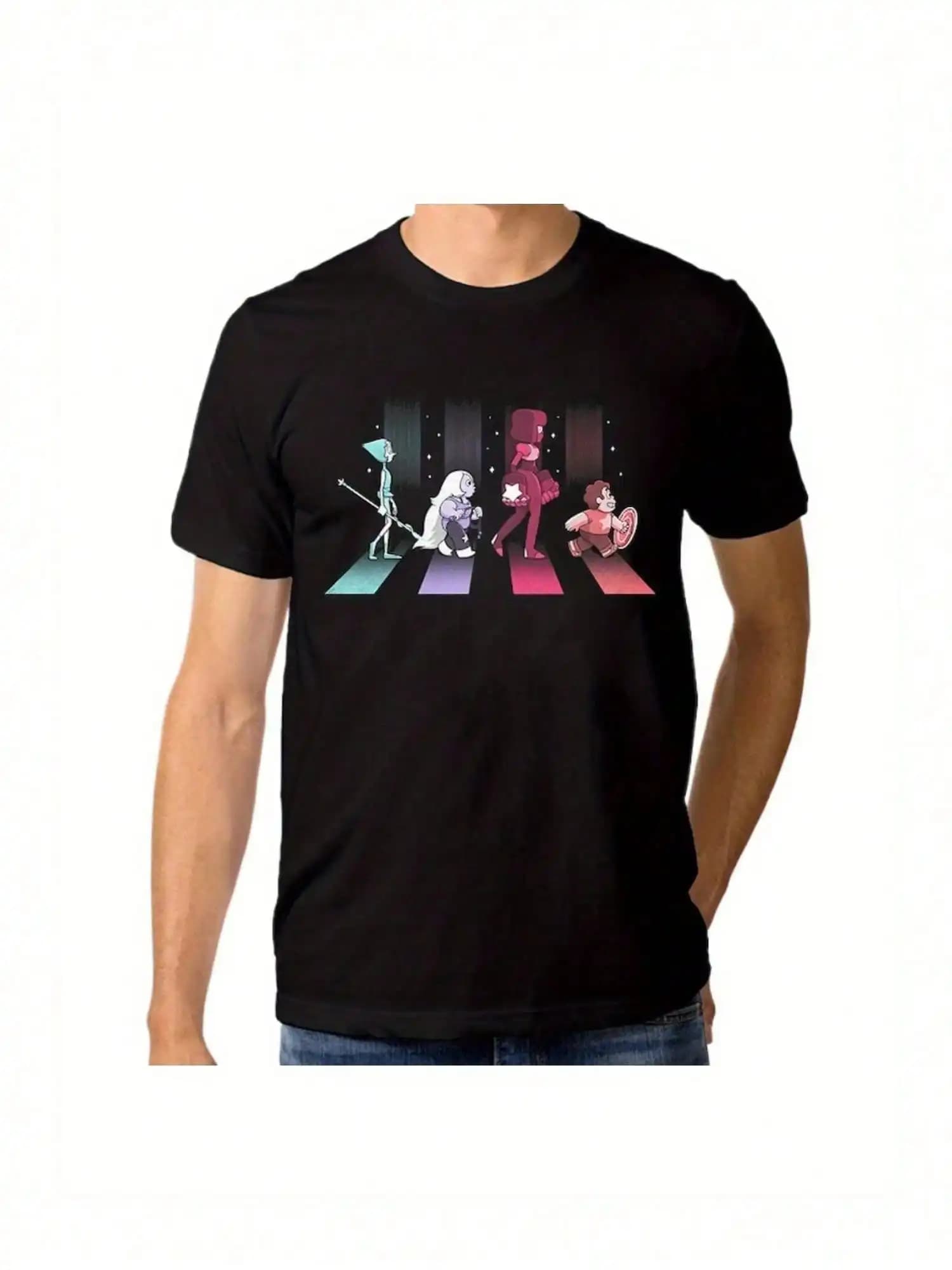 Maglietta grafica Crystal Abbey Road, maglietta da uomo in cotone nero, abbigliamento ispirato all'universo Steven, tutte le taglie disponibili