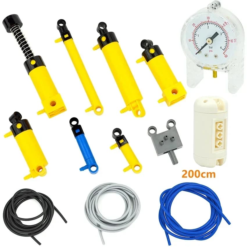 MOC Block Parti tecniche Pompa pneumatica Piccolo (6L) V2 Tubo aria con cilindro rinforzato 19476 19482 Compatibile 45400 Mattoni