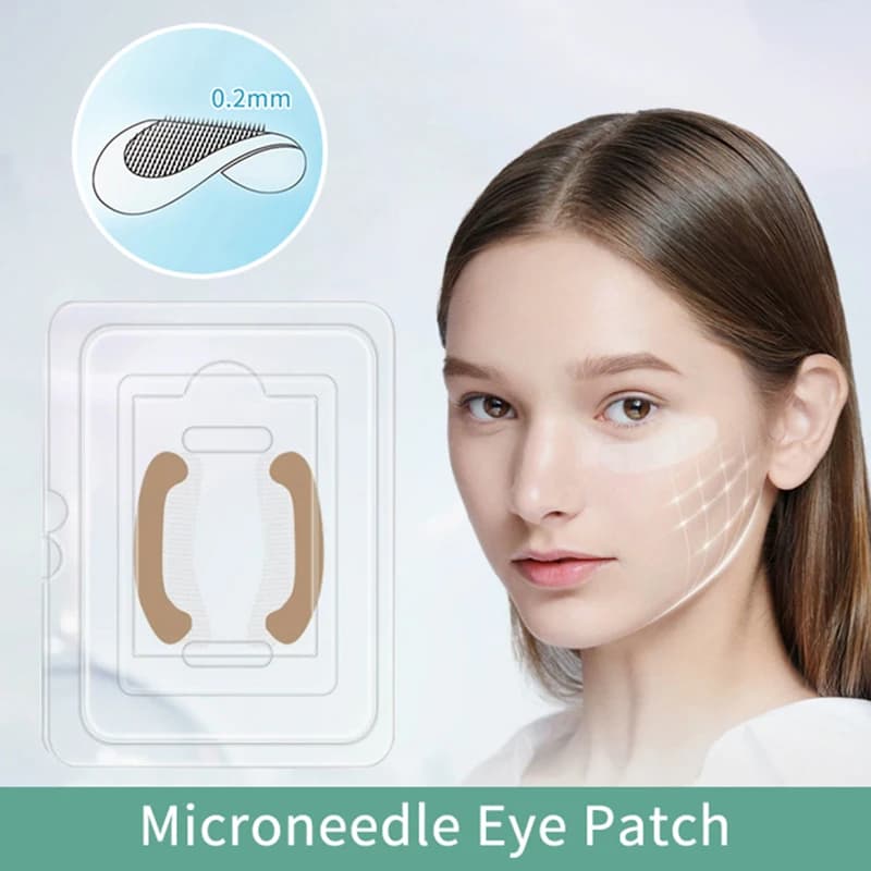 1 Paio di Patch Eyes with Micro needles, Mask with Hyaluronic Acid, Anti-Imperfections Sticker, Ago Length 0.2mm, Eye Care Tool with Deep Hydratation and Repair