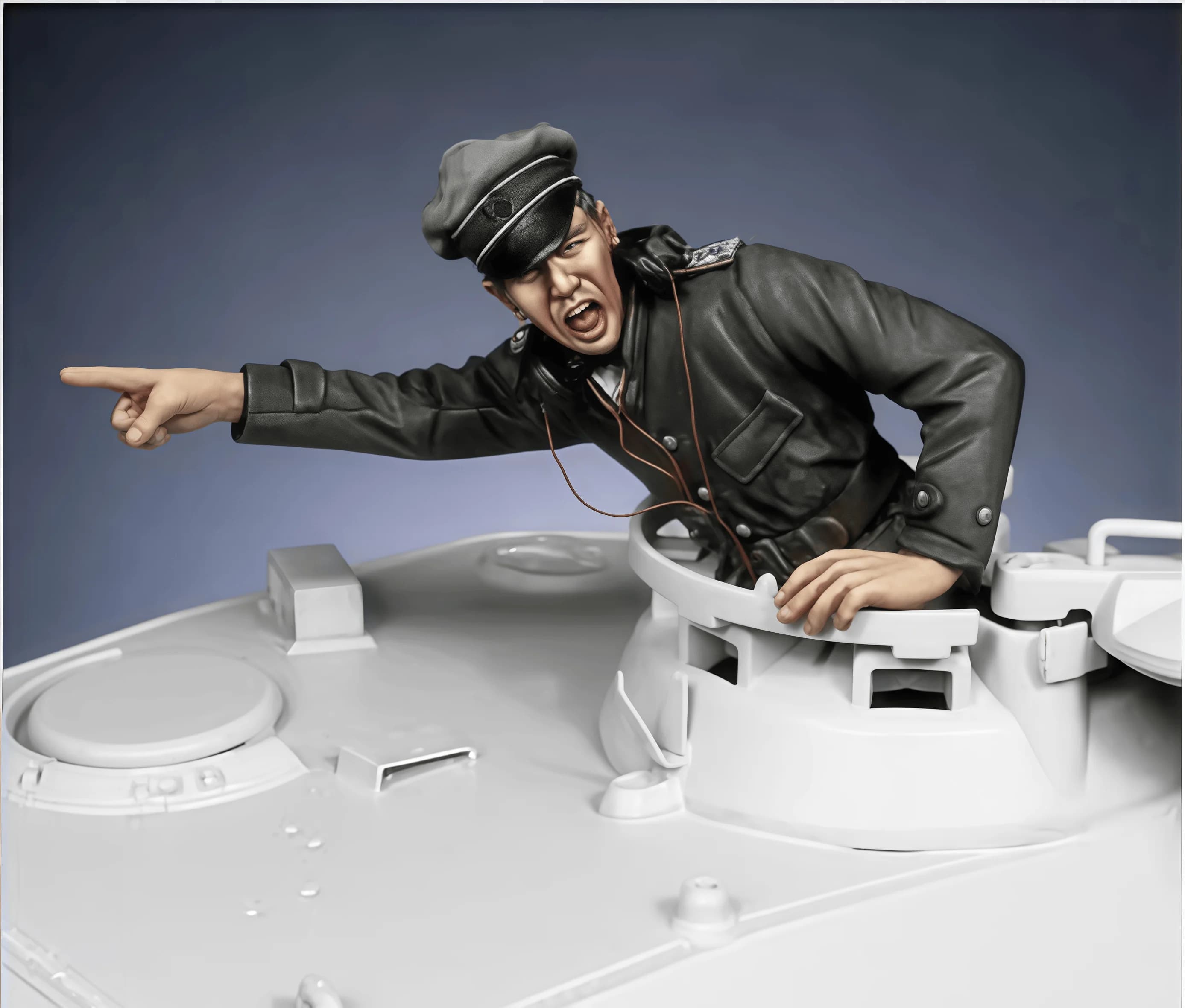 Kit di montaggio modello in resina colata 1/35, GK, modello Tank Commander, non verniciato