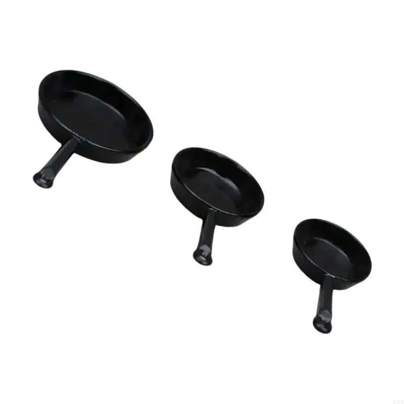 3Pieces Dollhouses Kitchen Miniature Frying Pans Set 1/12 Scale Dollhouses Decors