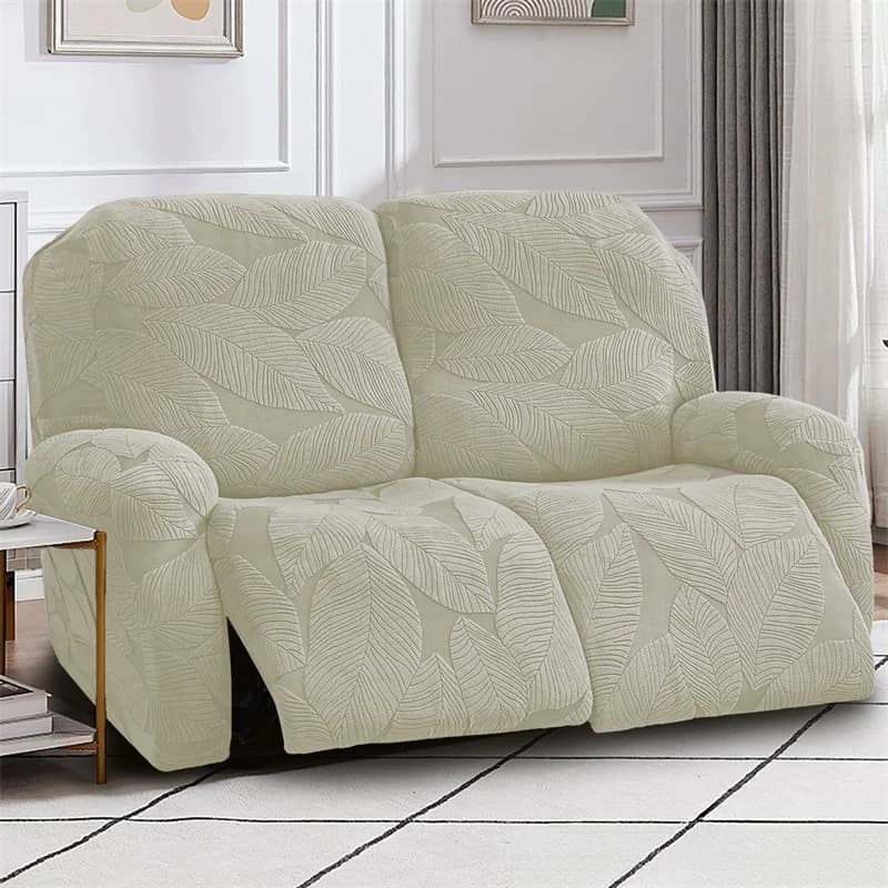 Removable 2 Seat Cover, Elasticized Cover in Jacquard with Lateral Pocket, Removable Sheet for Home Armchair