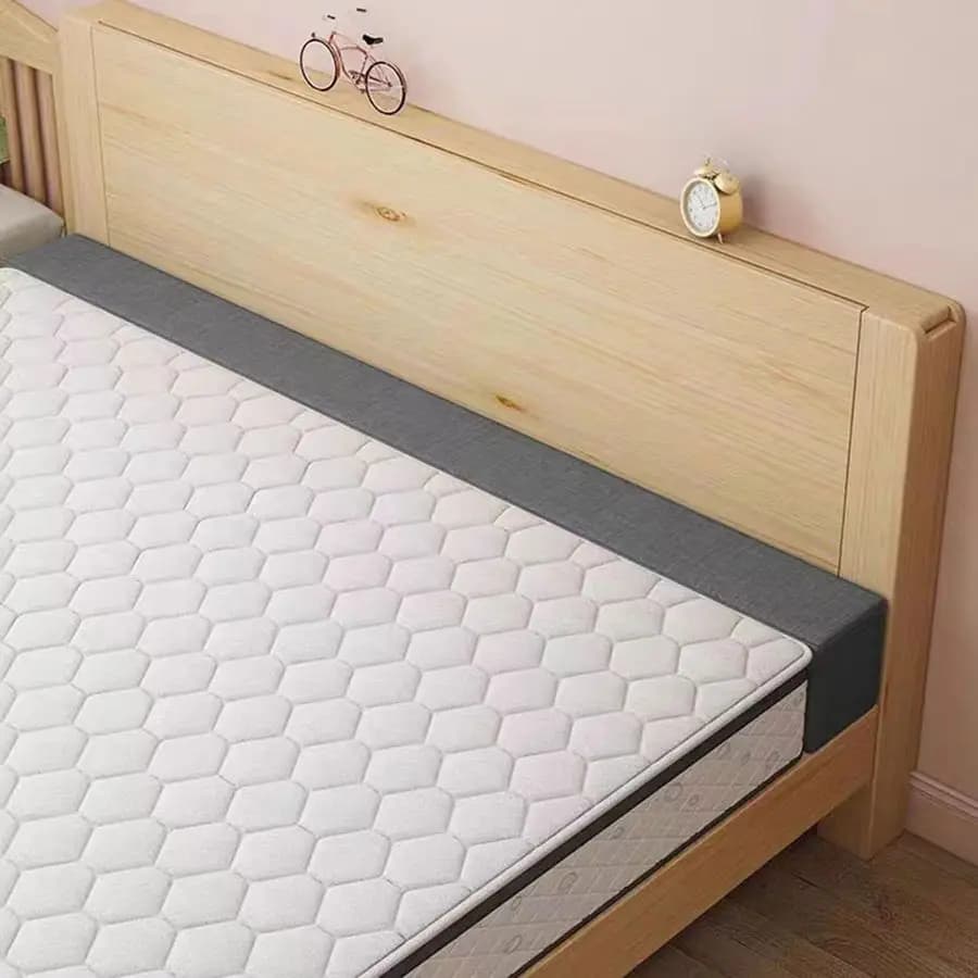 Memory foam jacket to fill spaces between bed and headboard, mattress extender, for Queen mattress