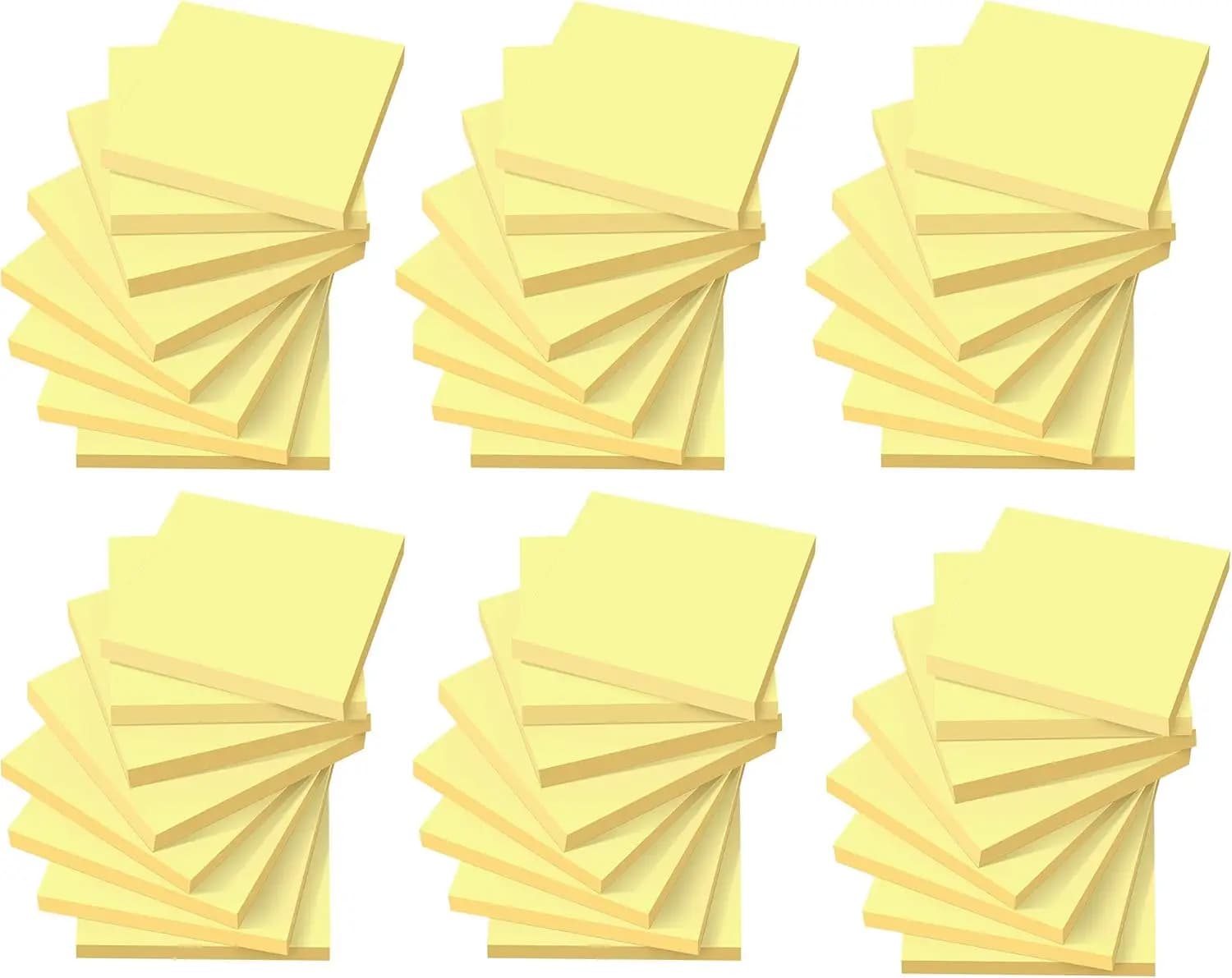 Confezione da 48 Foglietti Adesivi Gialli, 7,6x7,6 cm, Rimozione Pulita, Riciclabili, Autoadesivi per Casa, Ufficio, Quaderni
