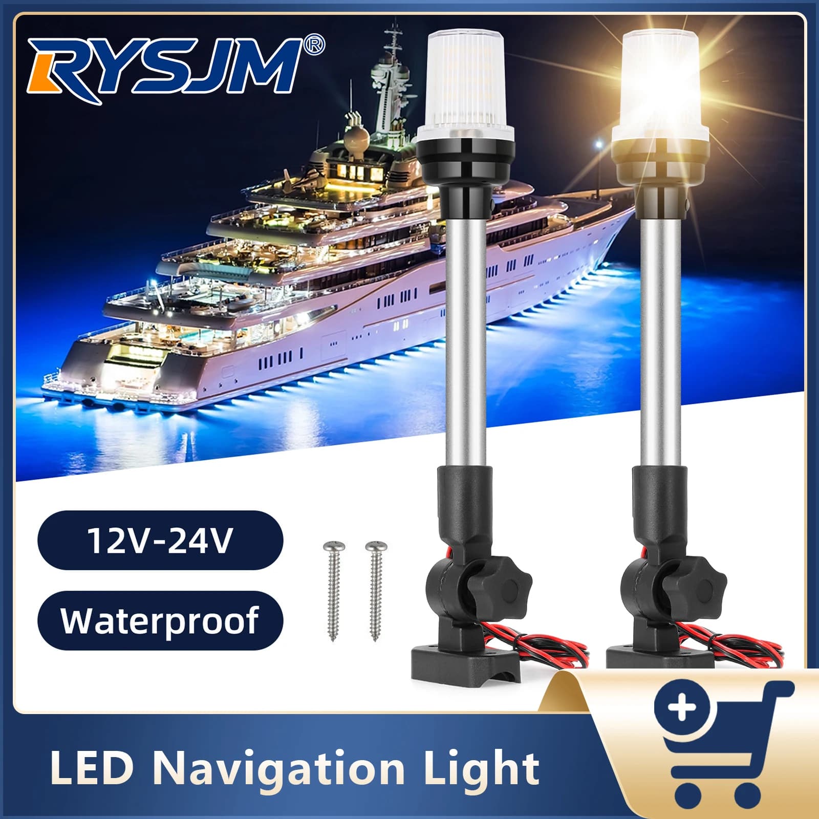 Luce di Navigazione a LED per Barche da 9/12 Pollici, Luce di Ancoraggio a LED Impermeabile, Lampada di Segnalazione per Imbarcazioni e Yacht, Accessori 12V 24V