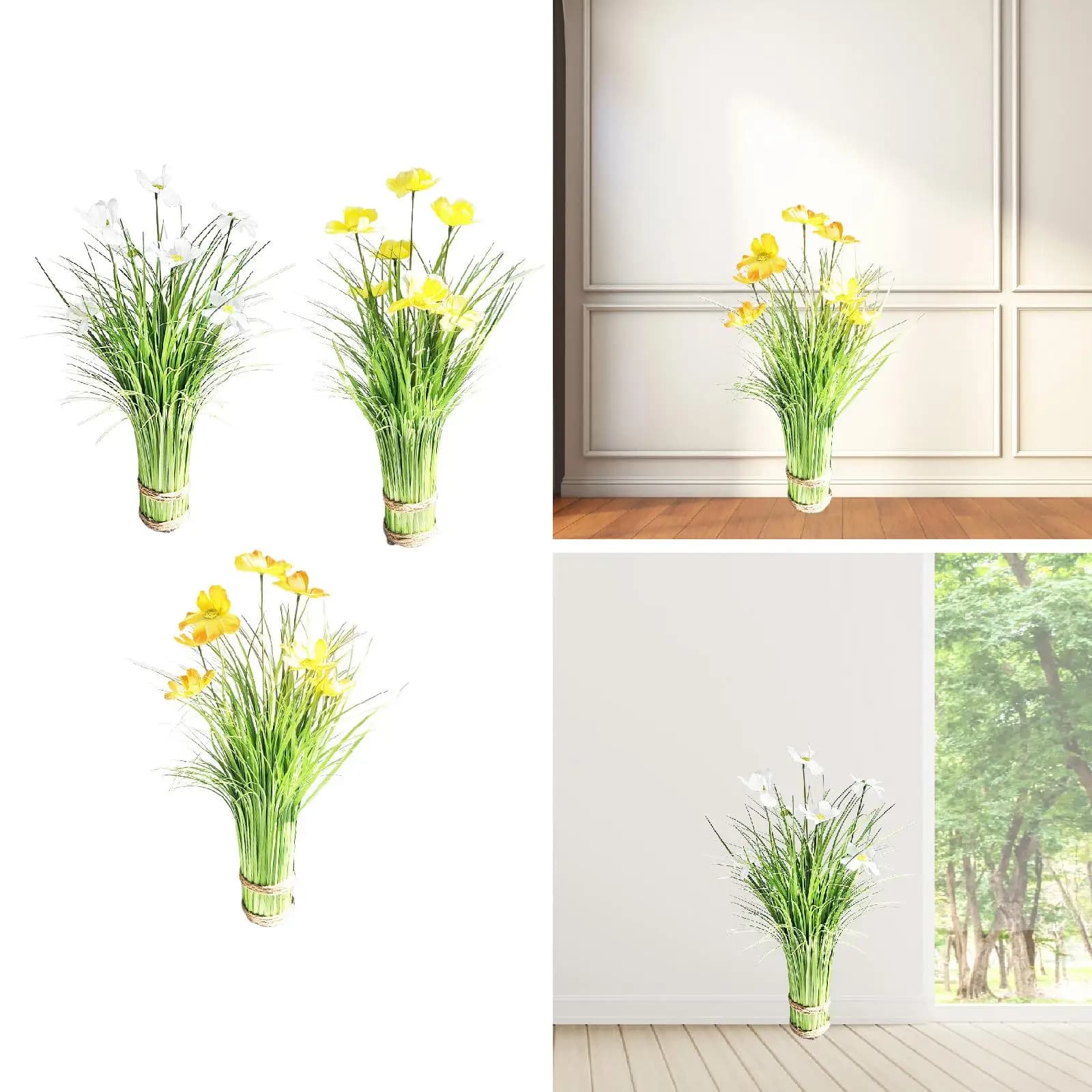 Decorazione con Fiori Artificiali, Piante Finte, Foglie Verdi, Fiori Artificiali per