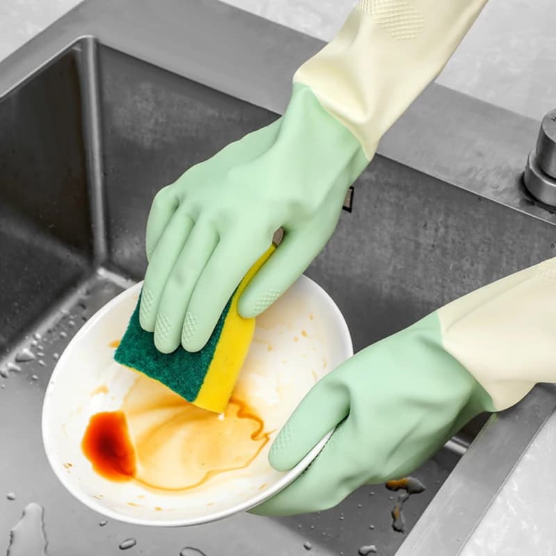 Guanti da cucina ispessiti, guanti per lavare i piatti, resistenti all'usura, adatti per la pulizia dei piatti e guanti in gomma per la casa