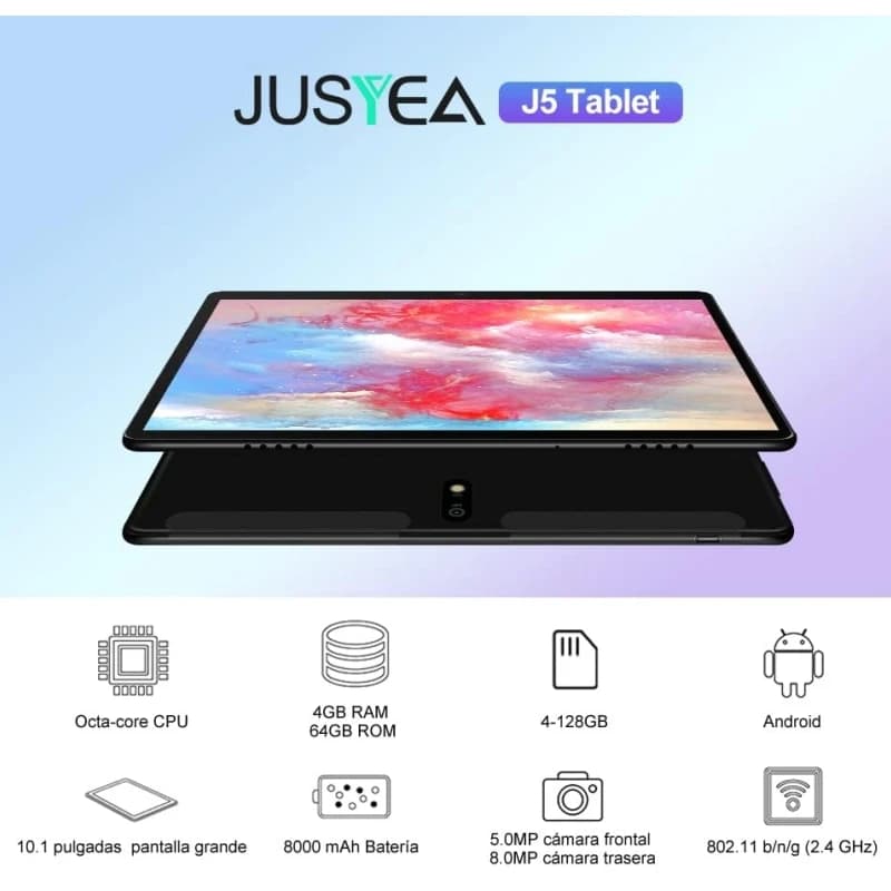 Tablet PC Android 10 da 10.1 Pollici, 4GB RAM, 64GB ROM, UNISOC T310 Quad-Core, Doppia Fotocamera, 1280 x 800 Pixel, 8000mAh, Type-C