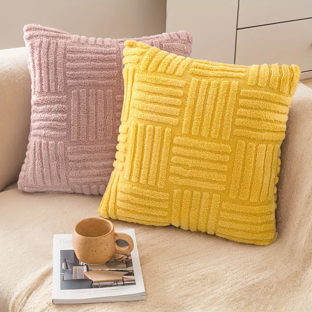 Fodere per cuscini decorativi per la casa con geometria a strisce Boho, fodere per cuscini per divano in morbido peluche, fodere per cuscini in fattoria, 18 pollici x 18 pollici