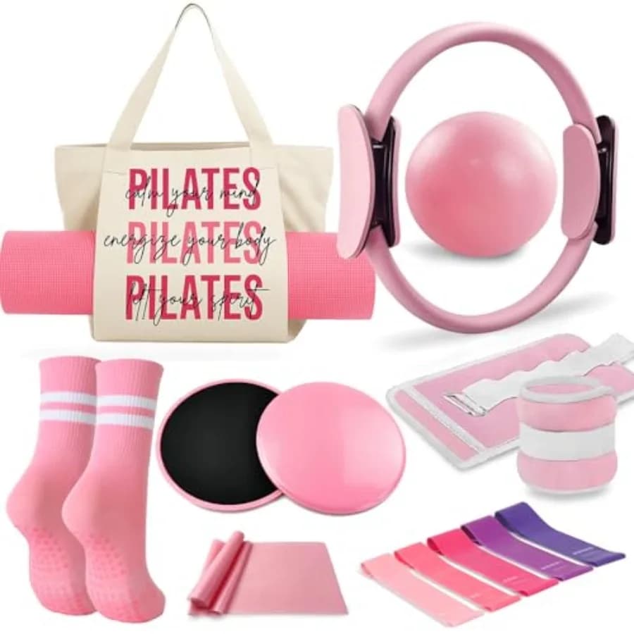 Essential Kit for Pilates Women's Pillars with Ring and Ball for Pilates, Endurance Band Set, Yoga Mat, Bag, Cable Weights, Pilates Training Equipment