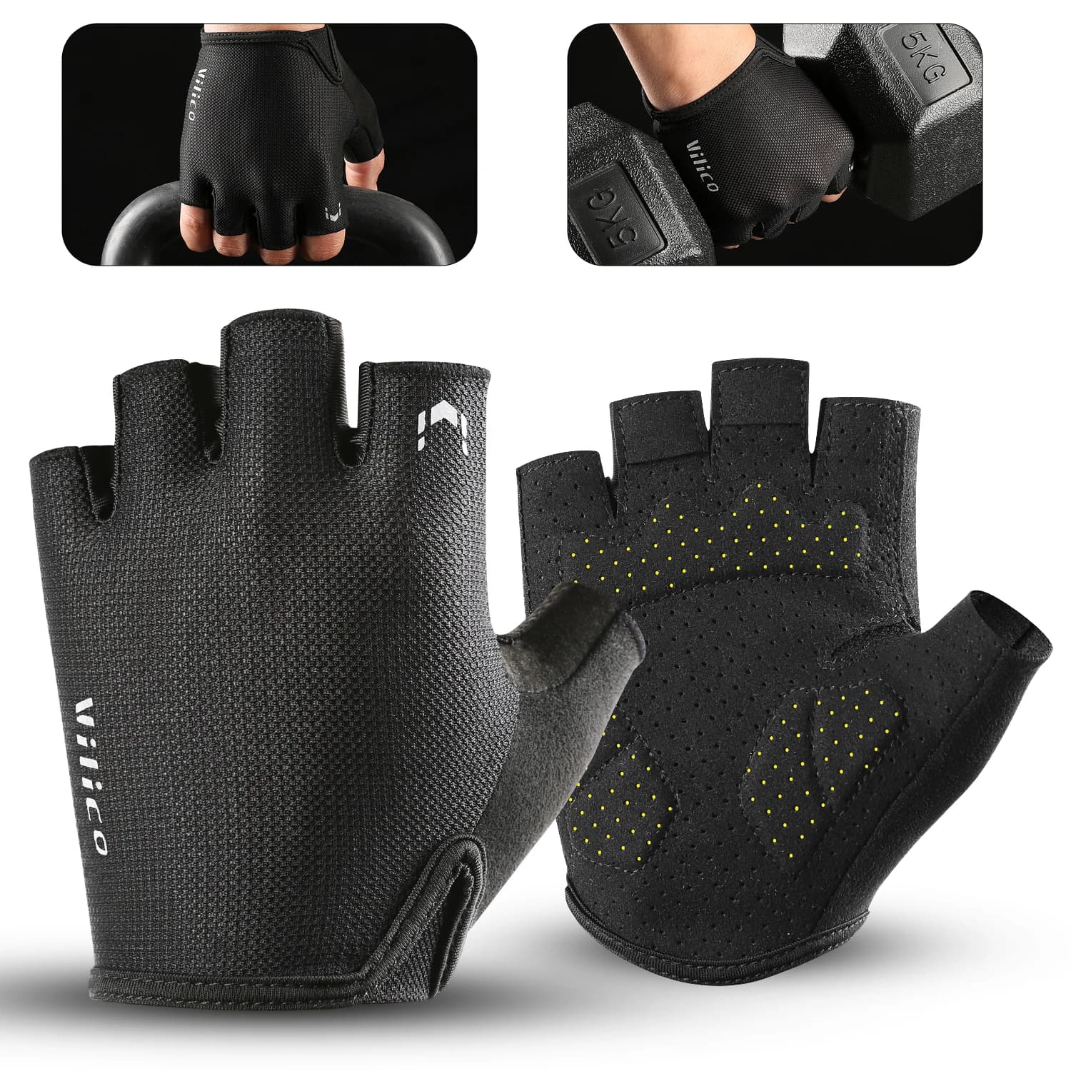 Men's and Women's, Cycling Gloves, Anti-slip, Breathable, Active, for Bicycle, Sports, Gym and Training