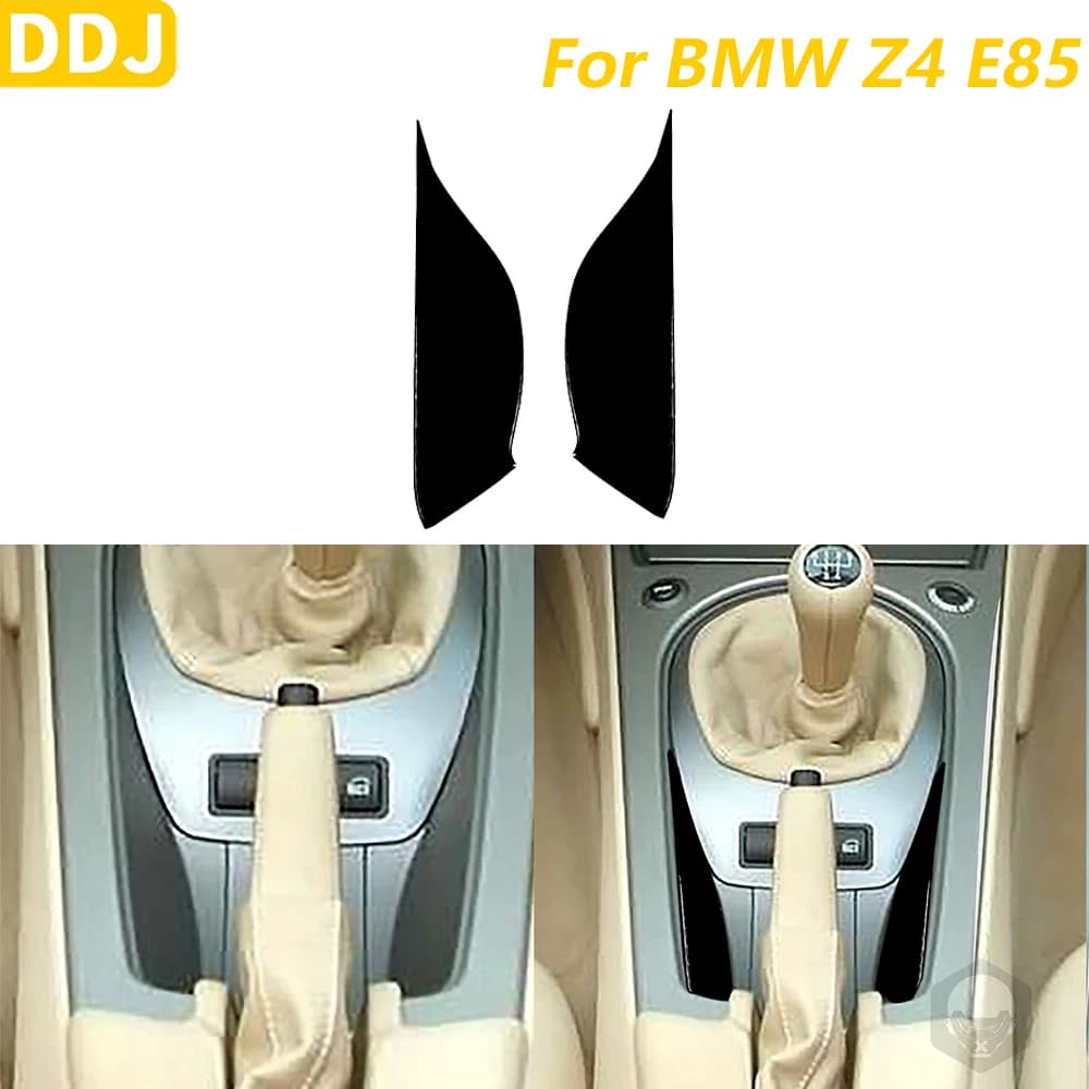 For BMW Z4 E85 E86 2003-2008 Piano Black Central Storage Cup Holder Both Sides Panel Cover Trim Car Accessories Interior Sticker