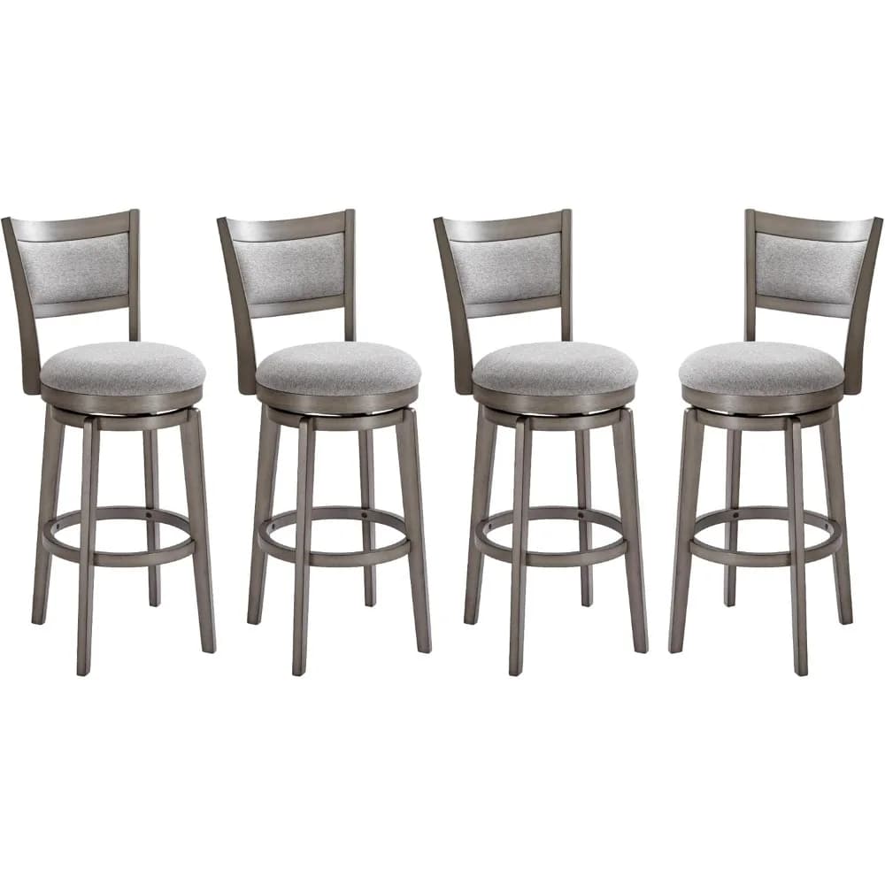 Set di 4 sgabelli da bar girevoli, sgabello da bar con schienale alto con gambe in legno massello e poggiapiedi avvolgenti, sgabelli da bar da 30 pollici ad altezza