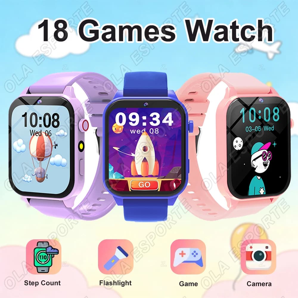 Nuovo Smartwatch per Bambini 2026 con Display da 1,83 Pollici, 18 Giochi, Monitoraggio del Sonno, Fotocamera, Sveglia - Regalo per Bambini e Bambine