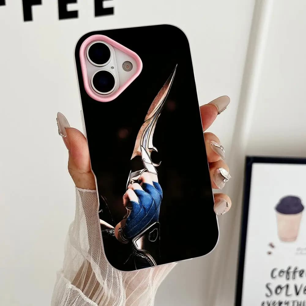 Cover per iPhone Mortal Kombat Kitana a doppio strato in gel rosa per modelli 17 16 15 14 13 12 11 Air Pro Max Plus