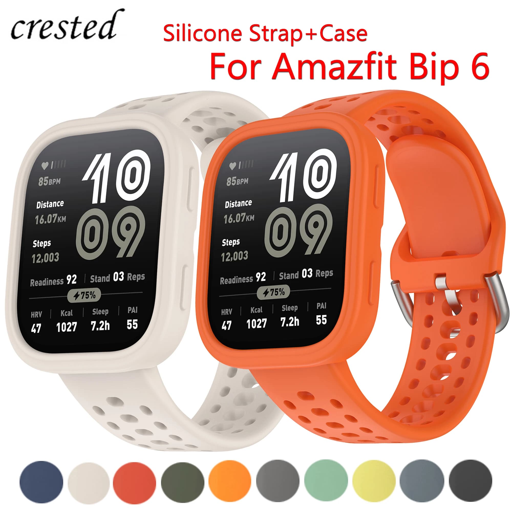 Silicone originale + custodia per Amazfit Bip 6 Accessori cinturino Correa morbida e traspirante + copertura protettiva per paraurti per cinturino Amazfit Bip6