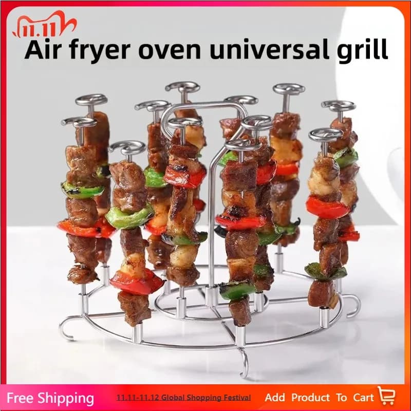 Vertical barbeque stand with circular stainless steel base 304 Air frying accessories Barbecue barbeque stand