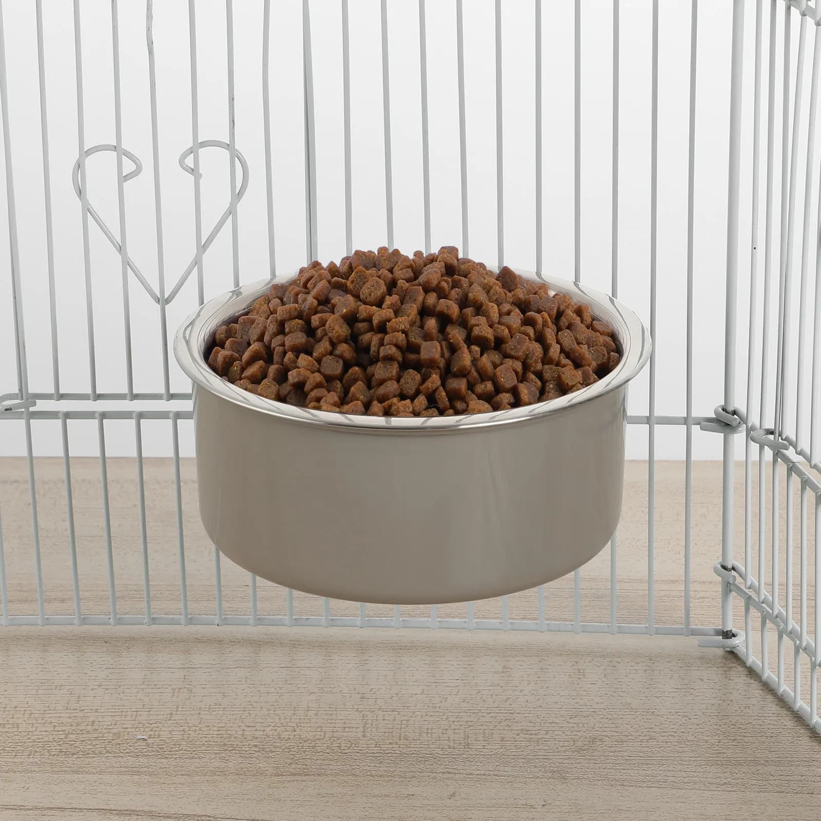 Ciotola Sospesa per Animali Domestici in Acciaio Inossidabile Rimovibile per Cani Gatti Uccelli, Ciotola per Cibo e Acqua da Gabbia, Facile Montaggio e Smontaggio, Design con Blocco di Sicurezza