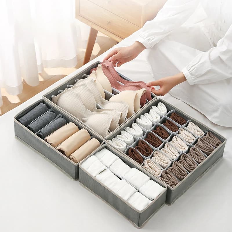 Six-piece Set Underwear Socks Bra Storage Box Collapsible Wardrobe Storage Cabinet Drawer Organizer Household Division Storage