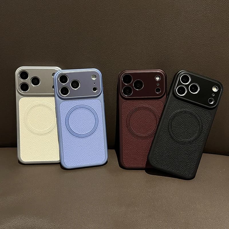 Litchi Pattern Dack Cover Hardware Lens Cover And Magsafe Phone Case Suitable For IPhone 18 Pro Max 17 15 16 Pro Max Phone Case