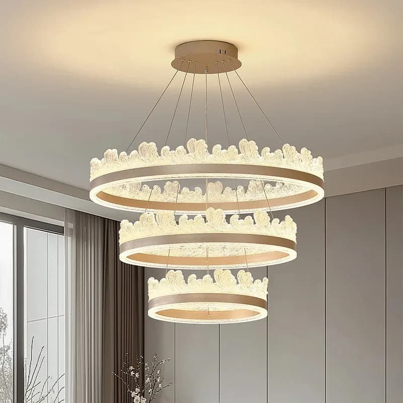 Lampadario di lusso leggero in stile italiano per soggiorno, moderno e semplice, a forma di anello, creativo, a onda, per camera da letto, camera matrimoniale.