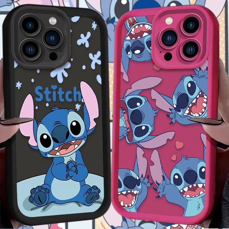 Cartoon Stitch Heart Phone Case For iPhone 17 Air 16 16E 15 14 13 12 11 Pro Max X XS X S Max XR SE 2020 SE4 7 8 Silicone Cover