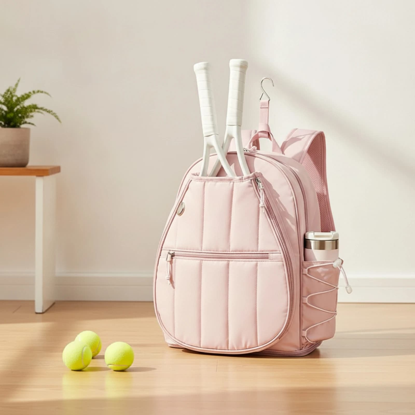 Tennis Backpack with Shoe Compartment Quilted Tennis Backpack Ventilated Padded for Athletes, Gym, Travel