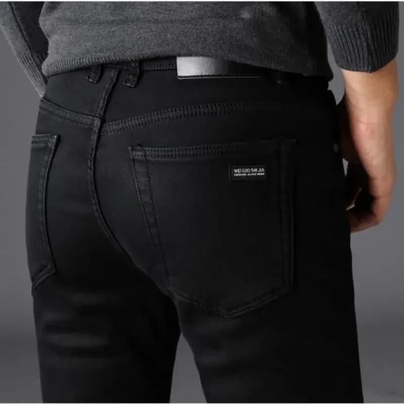 2023 Jeans neri elasticizzati da uomo stile classico Business Fashion pantaloni in Denim Slim-fit puro pantaloni Casual di marca maschile