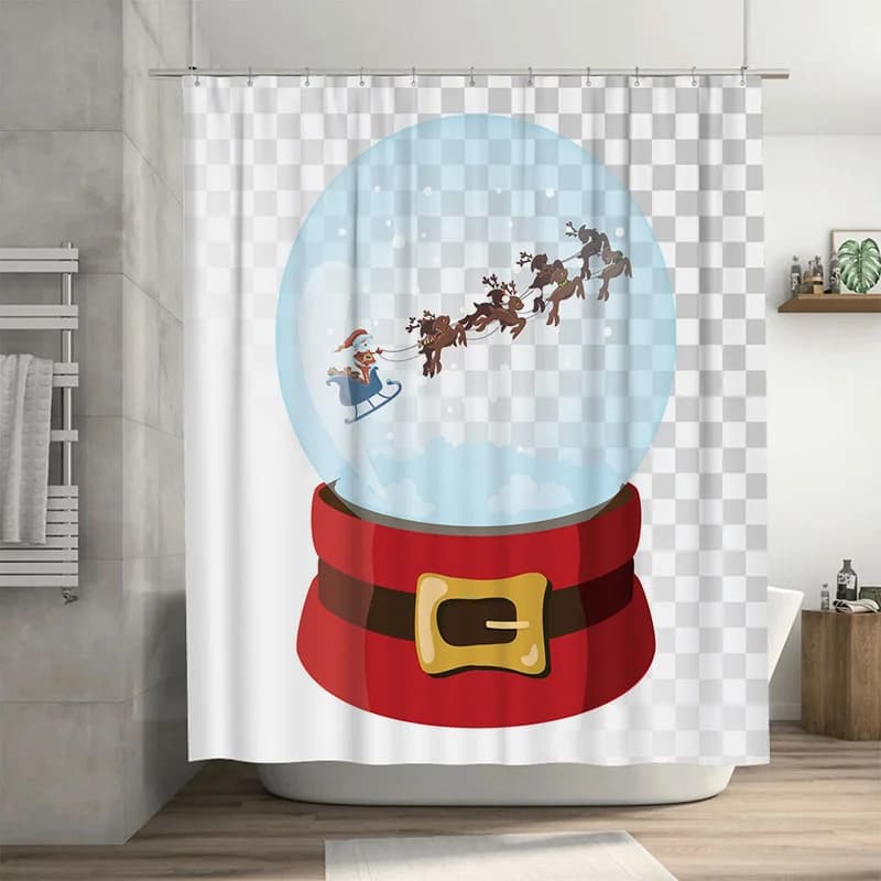 TU Tenda da doccia natalizia Babbo Natale Renna Festivo Vacanza Set di decorazioni per il bagno Impermeabile Natale Vacanza Decorazioni per la casa Festivo W