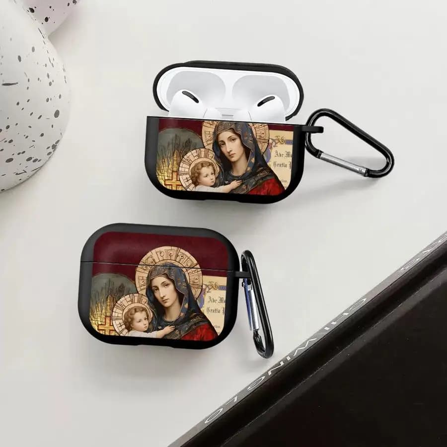 Custodia per auricolari Our Lady Of Angels per Airpods 4 1 Pro3 3 Pro2 Pro 2