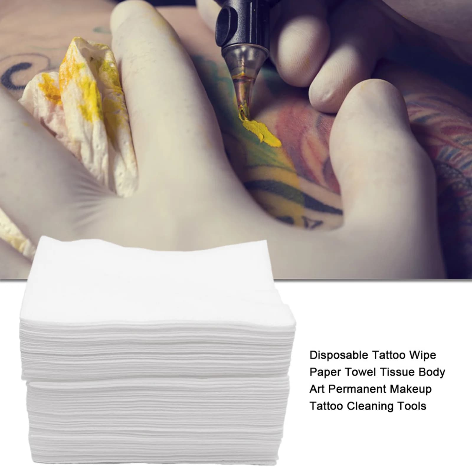 50 salviette monouso per tatuaggi - Asciugamani di carta - Body Art - Trucco permanente - Strumenti per la pulizia dei tatuaggi - Forniture per tatuaggi