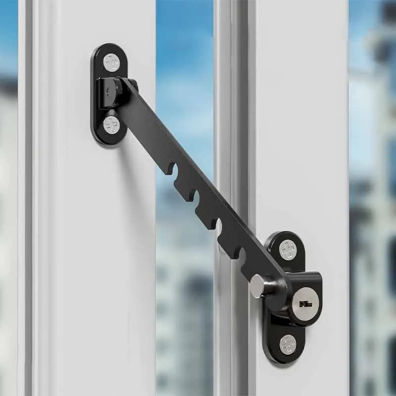 Limitatore per finestra interna Fermo Posizione Fermacorda e ganci Porta di sicurezza domestica Finestre Blocco a ghigliottina Protezione di sicurezza per bambini Blocco finestra per bambini