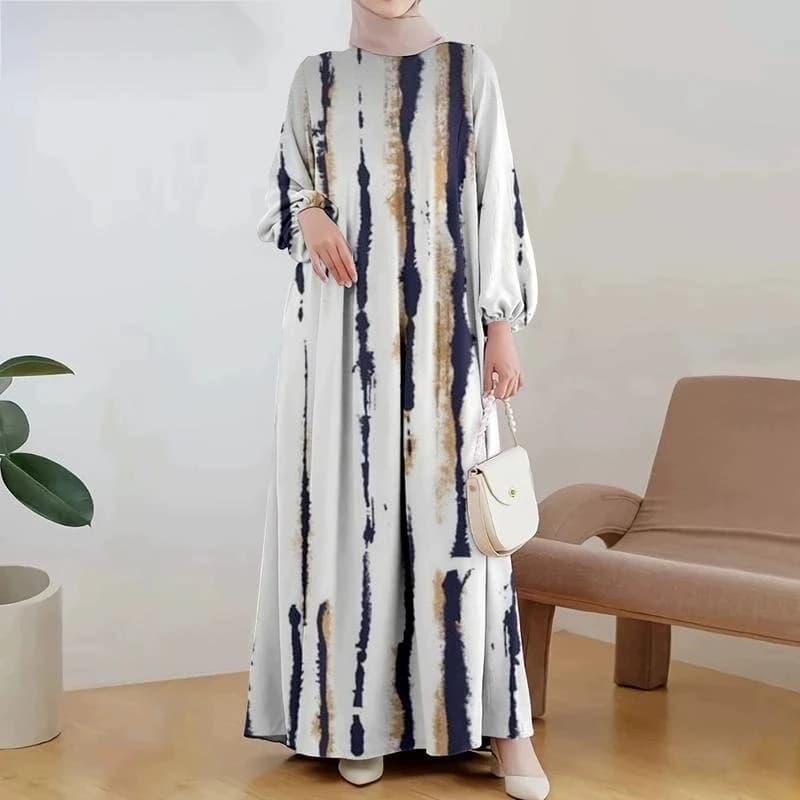 Abaya in Muslim cotton for woman, Dashiki wide dress with bat sleeves, female dress