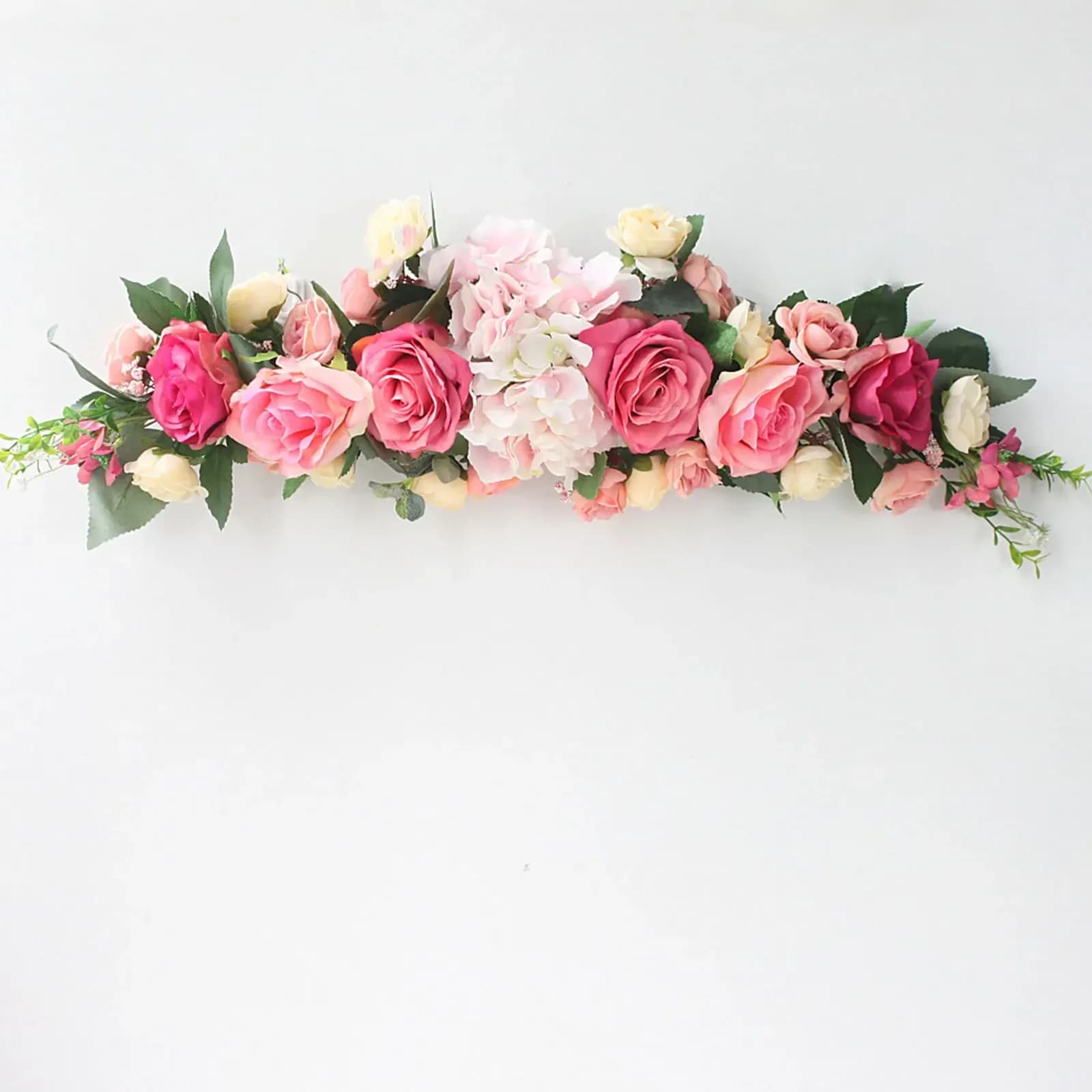 Rose Lintel Ghirlanda Simulazione Ghirlanda di rose di seta Fiori artificiali Appeso a parete Compleanno Matrimonio 65 cm * 15 cm Pianta finta per feste