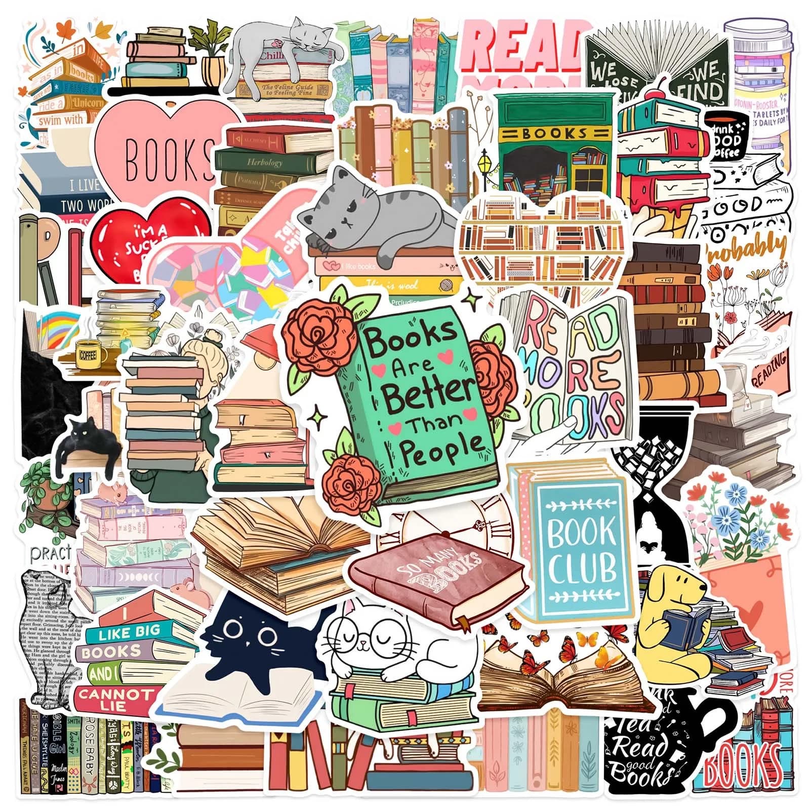 10/30/50PCS Diario Libro Lettura Adesivi Estetica FAI DA TE Scrapbook Notebook Telefono Laptop Chitarra Bagagli Graffiti Adesivo Giocattolo